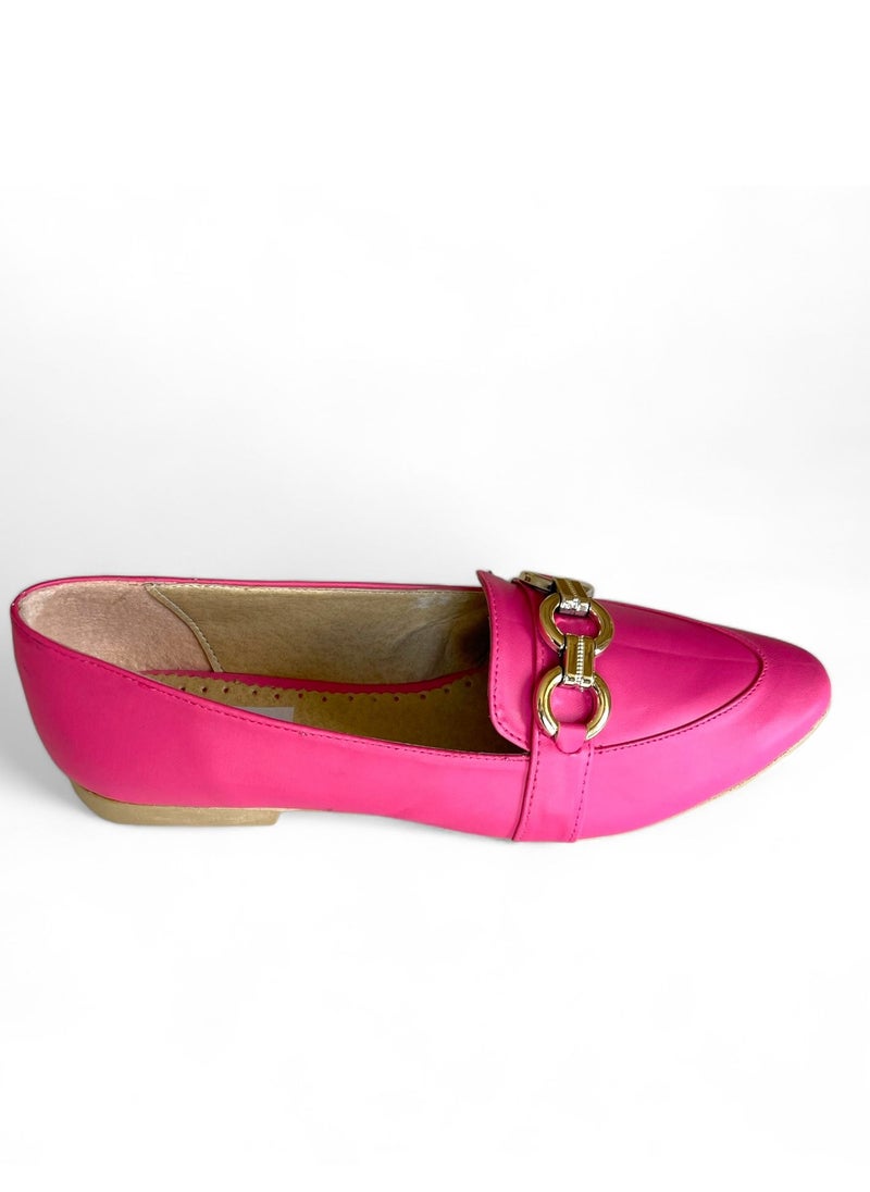 Vbranda - High Quality Leather Ballerina With Buckle On The Front-FUCHIA - Image 1