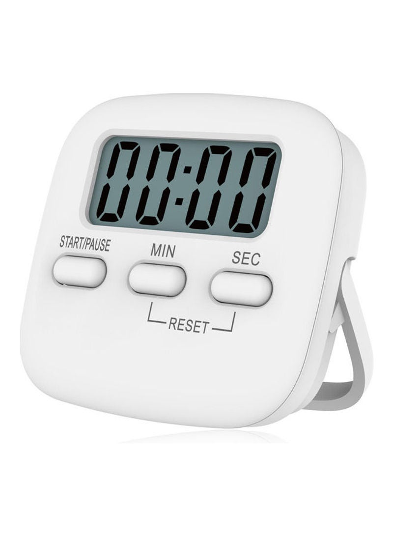 Portable Digital Kitchen Timer Magnetic Cooking Countdown Alarm With LCD Screen Stand White 6.5cm - Image 1