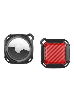 Compatible with Apple AirTag Soft Silicone Protective Case with Keychain Shield Shockproof GPS Cover for AirTag Soft Material (Black & Red)