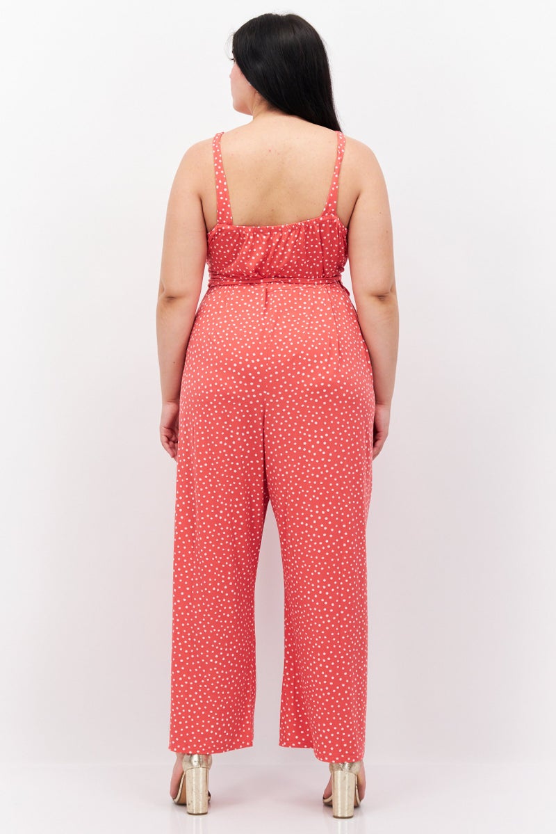 41 Hawthorn Women Plus Size Polka Dots Sleeveless Jumpsuits, Pink - Image 3