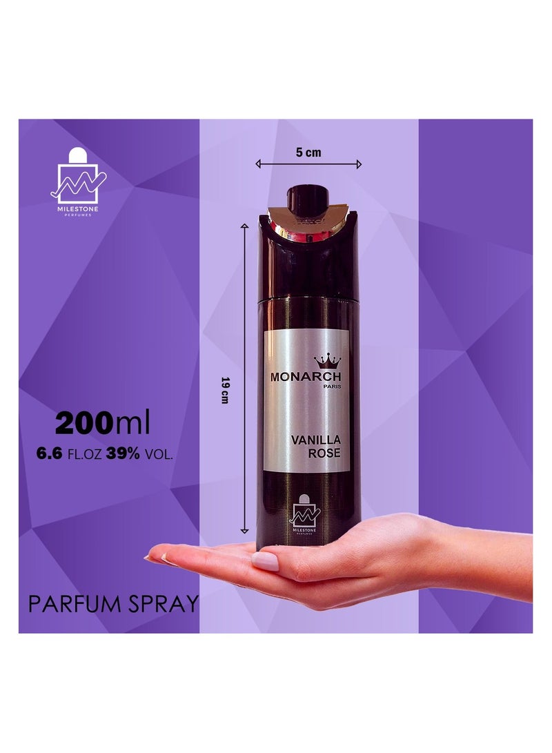 Milestone Monarch Vanilla Rose Unisex  Perfumed Spray 200ml - Image 5