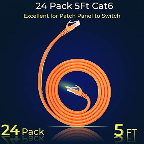 Rapink Patch Cables Cat6 5ft 24 Pack Ethernet Patch Cable 10G Support Cat 6 Patch Cable for Patch Panel to Switch Flexiable Cat 6 Ethernet Cable with Gold Plated Orange - Image 3
