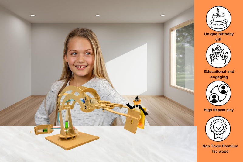 PATHFINDERS STEM Kit â€“ Hydraulic Robotic Arm | Wooden Building Kit for Kids Ages 8-12 | Mechanical Engineering Toy | Hands-On STEM Project for Boys & Girls - Image 5