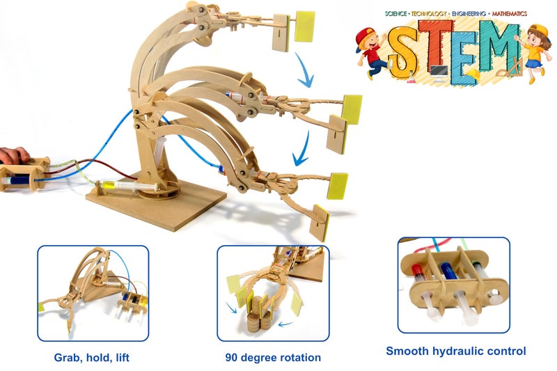 PATHFINDERS STEM Kit â€“ Hydraulic Robotic Arm | Wooden Building Kit for Kids Ages 8-12 | Mechanical Engineering Toy | Hands-On STEM Project for Boys & Girls - Image 2