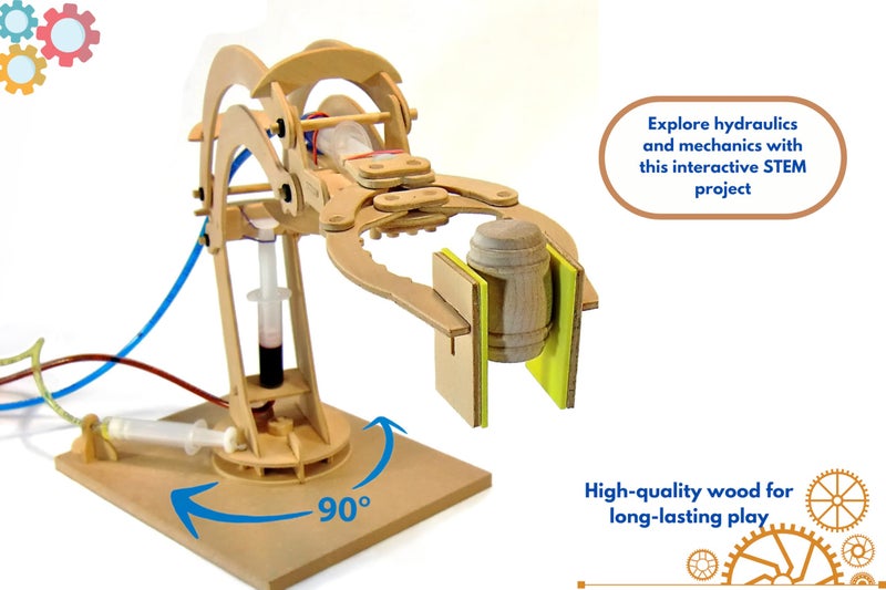 PATHFINDERS STEM Kit â€“ Hydraulic Robotic Arm | Wooden Building Kit for Kids Ages 8-12 | Mechanical Engineering Toy | Hands-On STEM Project for Boys & Girls - Image 4