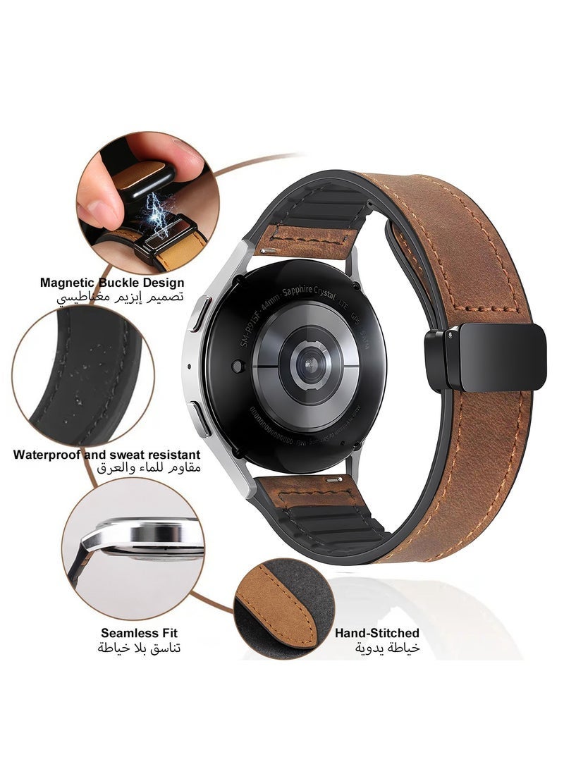 HL-Tech 22mm Leather Watch Strap with Magnetic Buckle Design, Compatible with Huawei GT3/4 46mm, GT3 Pro, Huawei Watch 3, GT2e, GT2 Pro, GT2 42/46mm, Samsung Galaxy Watch 3 45mm/Gear S3 - Image 4