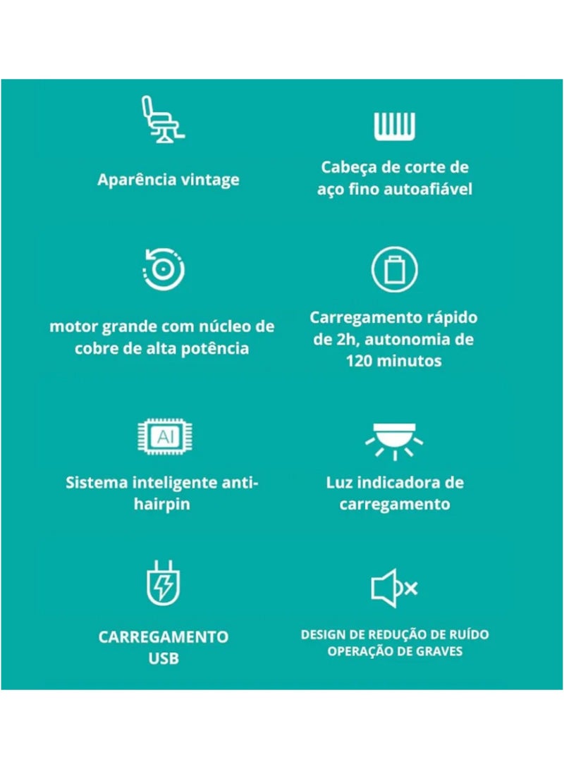 Daling Professional Cordless Hair & Beard Trimmer with USB Rechargeable Battery, Digital Display and Multi-Length Guide Combs - Image 4