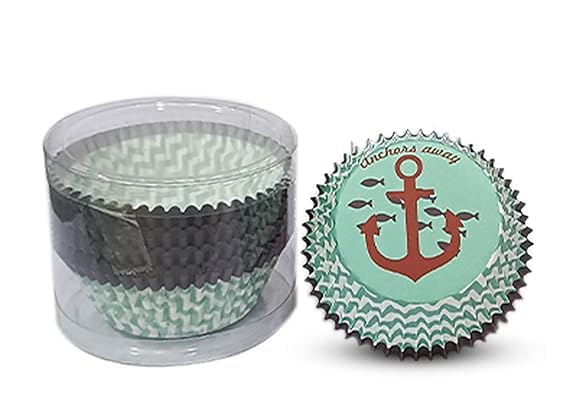PUSHTI TUSHTI Pusti Tushti OPC Pvt Ltd Cup Cake Anchor Liner Tube Packing Round Oven Microwave Safe Cups 50 x 30 mm Pack of 100 Green - Image 1