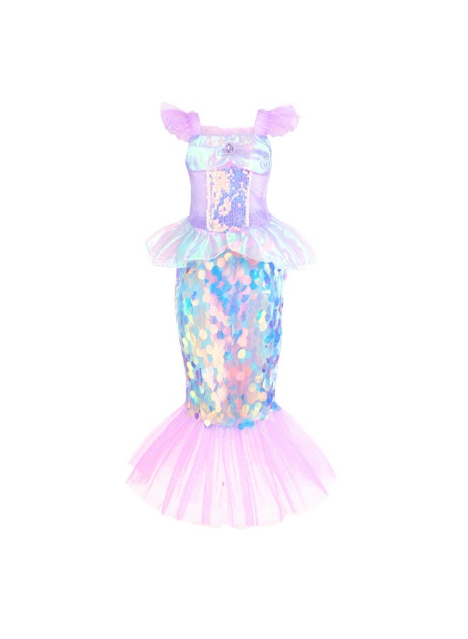 NIBEMINENT Mermaid princess dress collection, Ariel wig children's mermaid fishtail dress, European and American style children's dress - Image 1