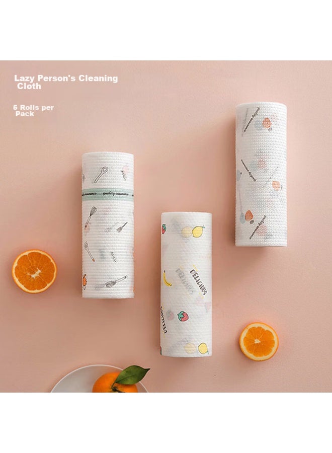 Houya Lazy Cleaning Cloth, 5 Rolls, 200 Sheets, Kitchen Paper Towels, Disposable Wipes, Dishwashing Cloths, Oil-absorbing Paper, Dual-use For Dry And Wet Cleaning - Image 3