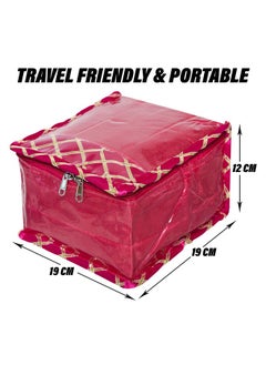 Kuber Industries Makeup Storage Bag | Locker Makeup Kit | Cosmetic Kit For Travel | 10 Detachable Pouch | Gota Check Jewellery Organizer | Small | Pack Of 2 | Multicolor  - Image 3