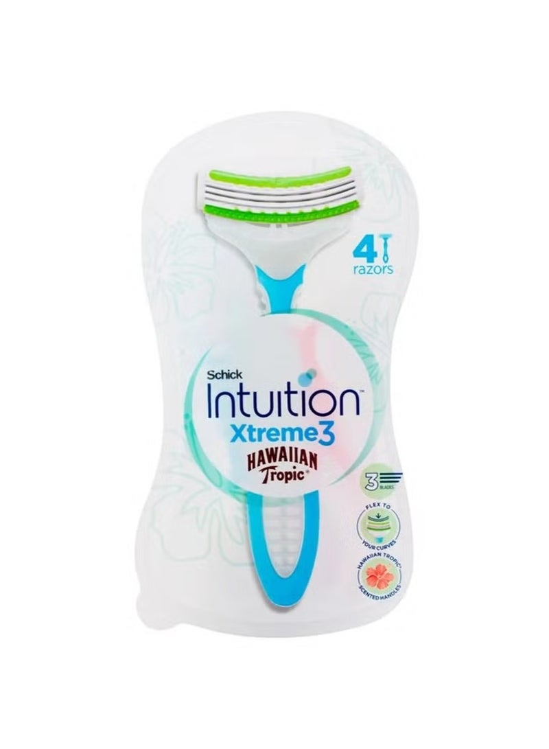 schick 4 hair removal blades with Hawaiian Tropic