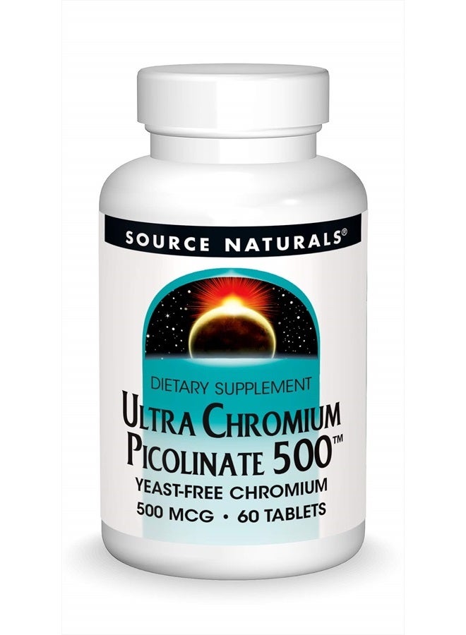 Source Naturals Ultra Chromium Picolinate 500 mcg Yeast-Free Dietary Supplement - 60 Tablets  - Image 1