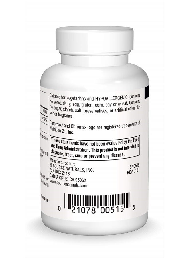Source Naturals Ultra Chromium Picolinate 500 mcg Yeast-Free Dietary Supplement - 60 Tablets  - Image 2