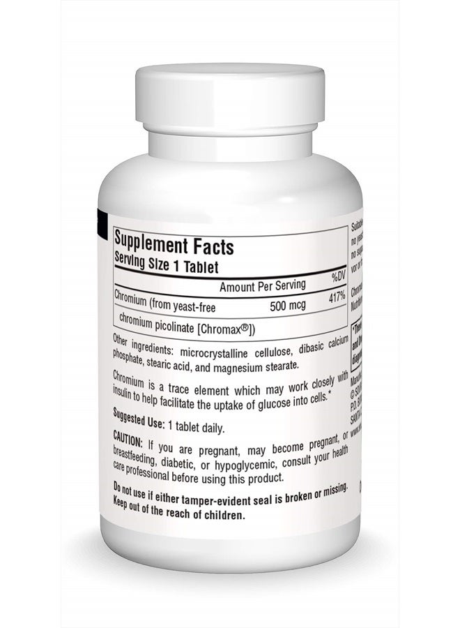Source Naturals Ultra Chromium Picolinate 500 mcg Yeast-Free Dietary Supplement - 60 Tablets  - Image 3