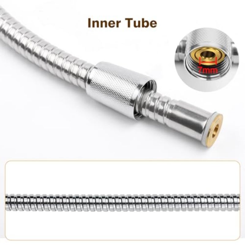 1.5M 59 Universal Shower Pipe Anti-Kink Standard G1/2 All Copper Connectors, Chrome, Premium Replacement Stainless Steel Hose - Image 4