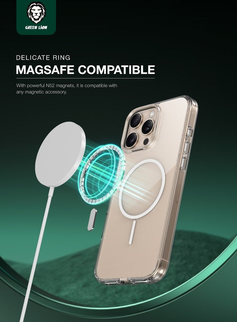 GREEN LION iPhone 16 Pro Max MagSafe Case with Anti-Yellow Protection / Back Cover / Delicate & Unique / Enduring Clarity / Crystal Clear - White - Image 3
