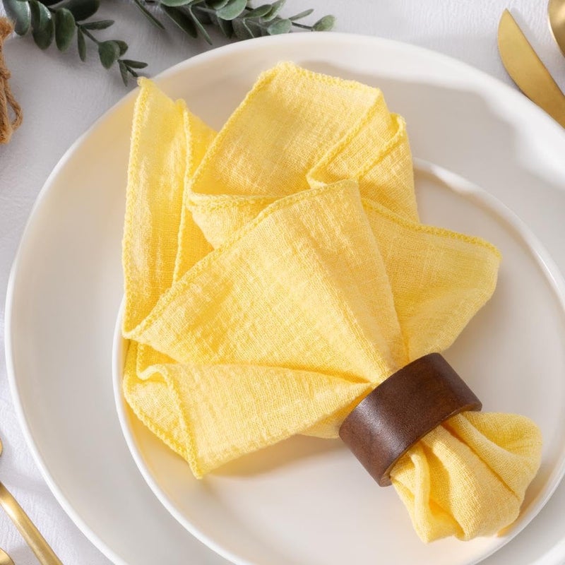 MLMW Yellow Cloth Napkins Set of 6 Summer Linen Dinner Table Napkins Cloth Fabric Bulk Washable 165165 for Wedding Party Baby Bridal Shower Birthday Table Decorations - Image 1