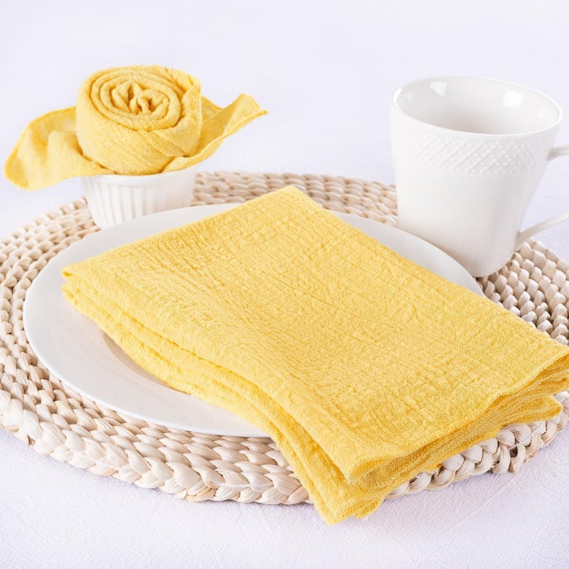 MLMW Yellow Cloth Napkins Set of 6 Summer Linen Dinner Table Napkins Cloth Fabric Bulk Washable 165165 for Wedding Party Baby Bridal Shower Birthday Table Decorations - Image 5