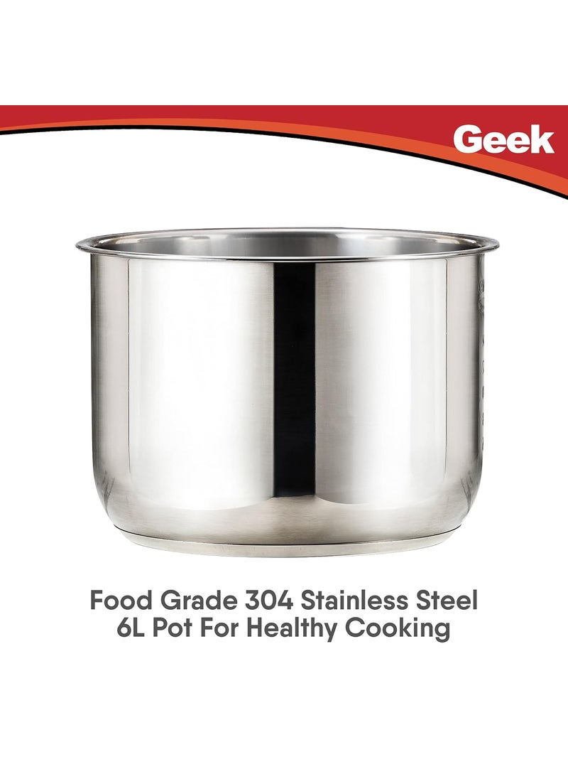Geek Geek Robocook Hexa Compatible Inner Cooking Pot, 6 Litre/Stainless Steel  - Image 2