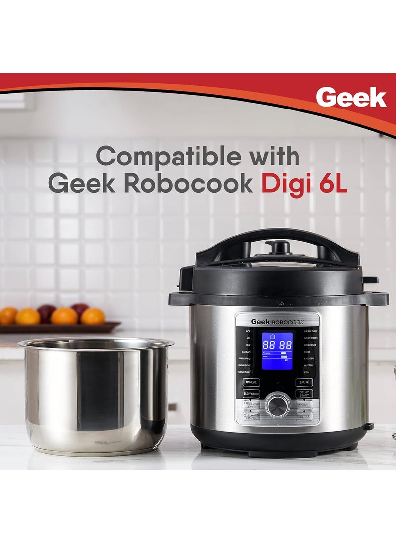 Geek Geek Robocook Hexa Compatible Inner Cooking Pot, 6 Litre/Stainless Steel  - Image 3