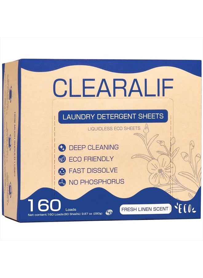 CLEARALIF - Laundry Detergent Sheets Up to 160 Loads, Fresh Linen - Great For Travel,Apartments, Dorms,Laundry Detergent Strips Eco Friendly & Hypoallergenic - Image 1