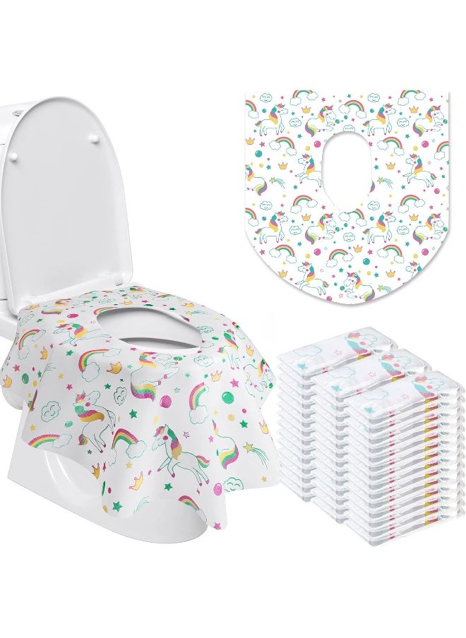 Reginary Reginary 50 Packs Disposable Toilet Seat Covers Extra Large Individually Wrapped for Kids and Adults, Portable Non Slip Waterproof Potty Seat Covers for Toddlers Potty Training, Travel (Unicorn Style)  - Image 1