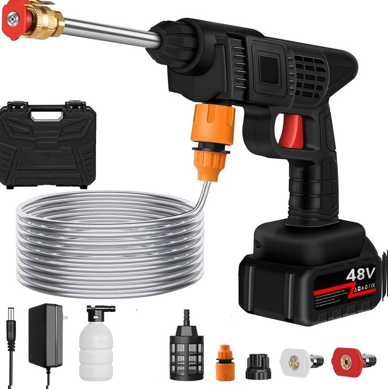 Rexmon Cordless 48V Electric High Pressure Car Washer Machine Accessories Portable Power ABS Material MultiFunction 3 in 1 Nozzle 5M Pipe for Washing CarsWatering FlowersCleaning Floors - Image 1