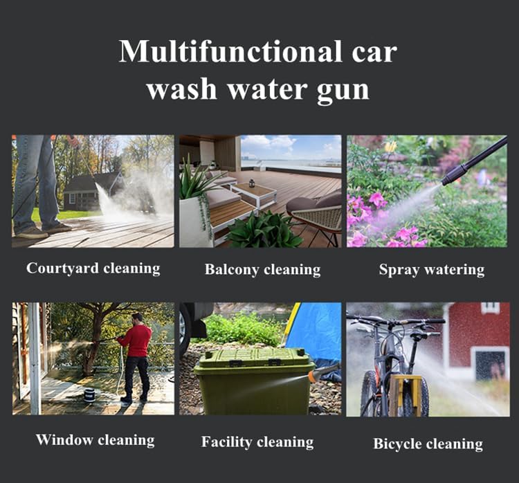 Rexmon Cordless 48V Electric High Pressure Car Washer Machine Accessories Portable Power ABS Material MultiFunction 3 in 1 Nozzle 5M Pipe for Washing CarsWatering FlowersCleaning Floors - Image 5