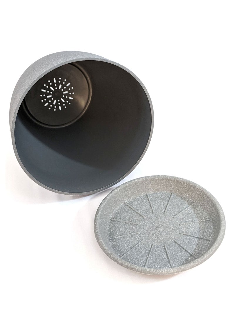 VGROW PRIME Plant Pots, 9/8/7 Inches Large Indoor Planters with Drainage Holes and Tray, Modern Flowerpot 4mm Plastic (3Pcs Set, Light Grey) - Image 4