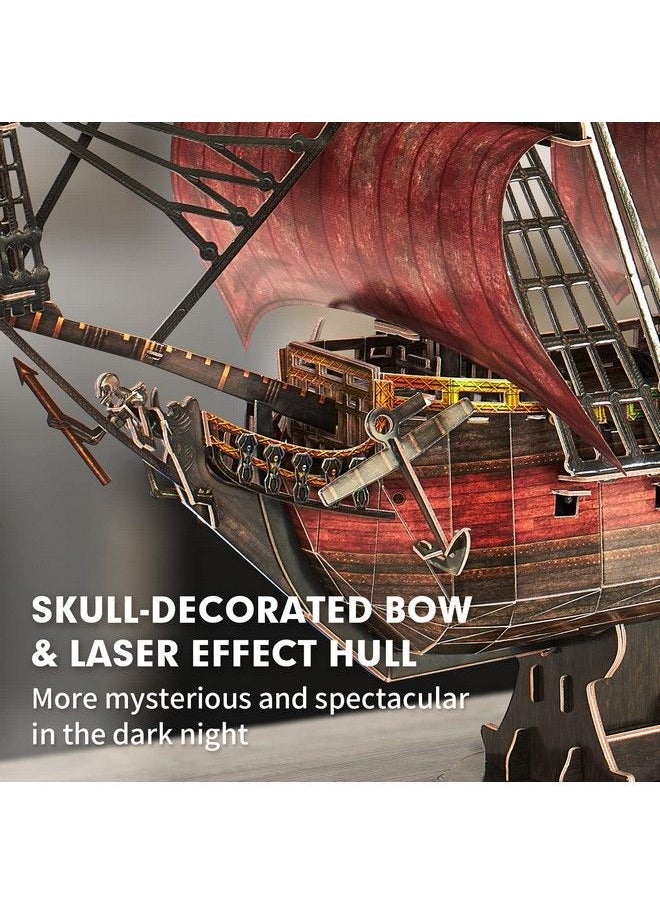 CubicFun - 3D Puzzles For Adults Kids Laser Red Queen Anne Revenge 391 Pcs Cool Pirate Ship Arts & Crafts For Adults Brain Teaser Puzzles For Adults Model Kits Room & Home Decor Birthday Gifts For Women Men - Image 1