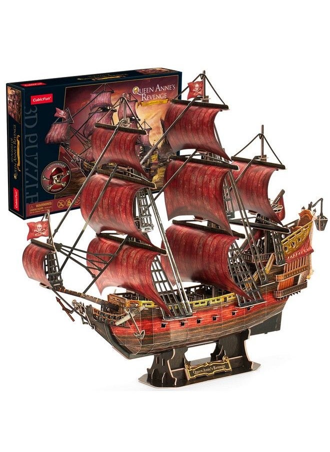 CubicFun - 3D Puzzles For Adults Kids Laser Red Queen Anne Revenge 391 Pcs Cool Pirate Ship Arts & Crafts For Adults Brain Teaser Puzzles For Adults Model Kits Room & Home Decor Birthday Gifts For Women Men - Image 1