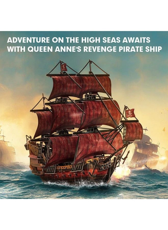CubicFun - 3D Puzzles For Adults Kids Laser Red Queen Anne Revenge 391 Pcs Cool Pirate Ship Arts & Crafts For Adults Brain Teaser Puzzles For Adults Model Kits Room & Home Decor Birthday Gifts For Women Men - Image 1