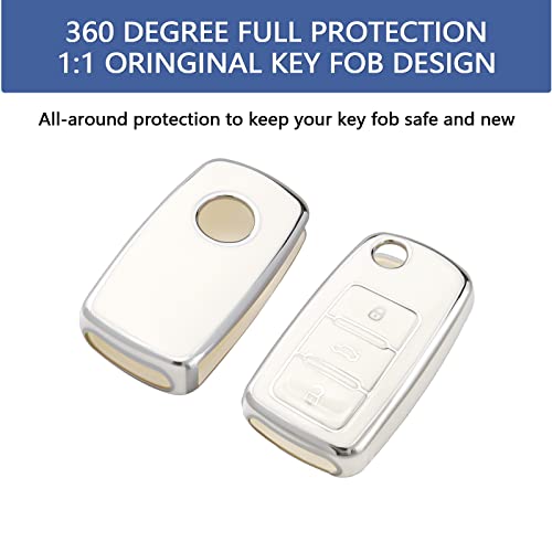 OFFCURVE for Volkswagen Key Fob Cover, Soft TPU Full Protector Key Fob Case for VW Jetta Golf Polo Passat MK8 Tiguan Beetle Car Remote Smart Key Holder Accessories, White - Image 3