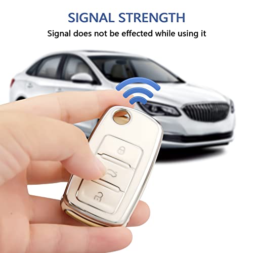 OFFCURVE for Volkswagen Key Fob Cover, Soft TPU Full Protector Key Fob Case for VW Jetta Golf Polo Passat MK8 Tiguan Beetle Car Remote Smart Key Holder Accessories, White - Image 5