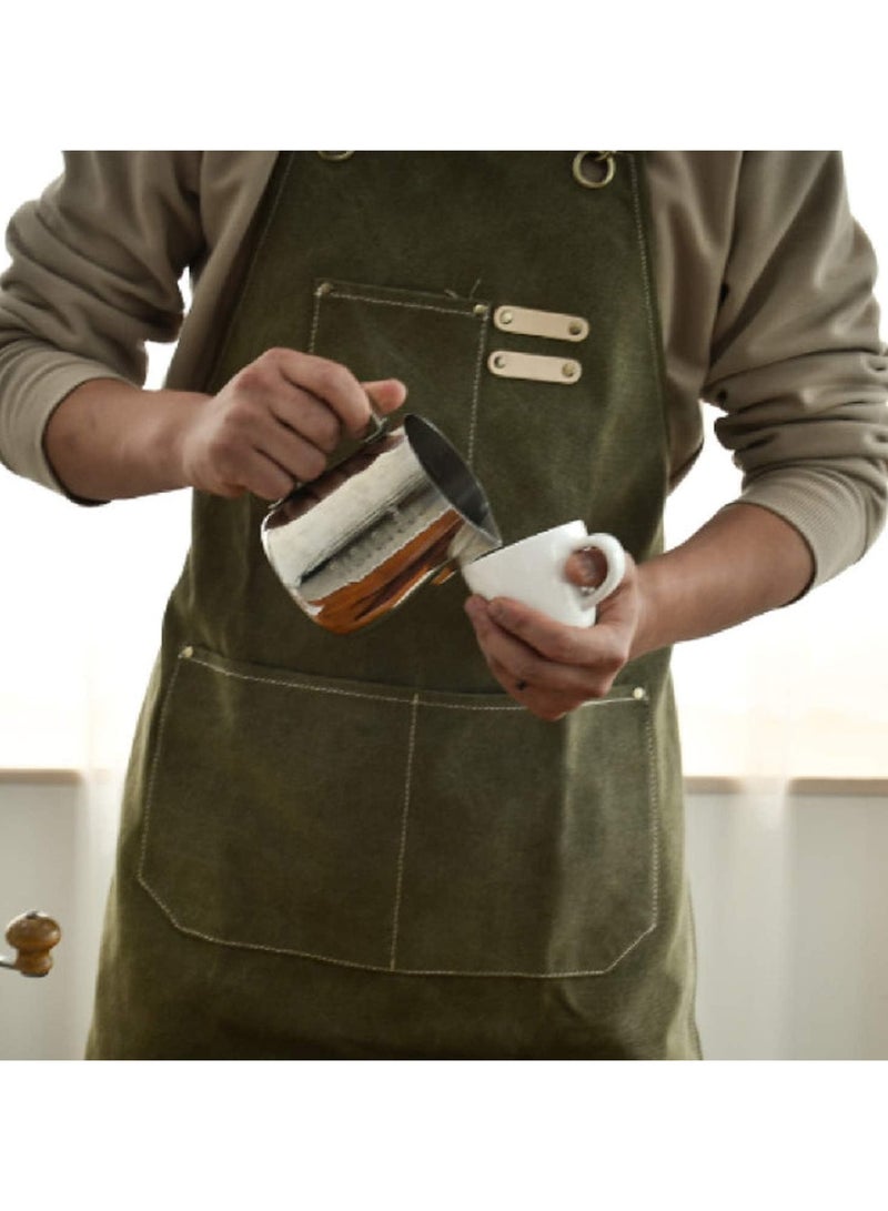 Chef Apron, Waterdrop Resistant Cotton Canvas Cross Back Adjustable Apron - Image 2