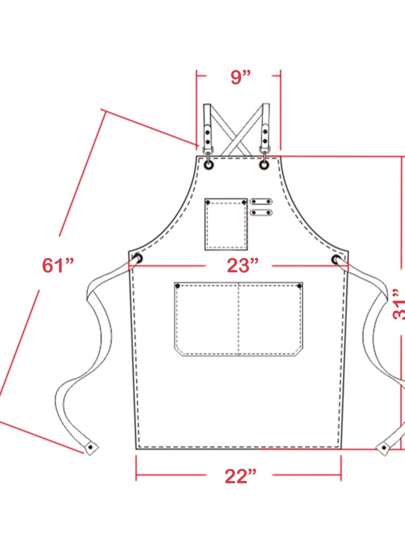 Chef Apron, Waterdrop Resistant Cotton Canvas Cross Back Adjustable Apron - Image 3