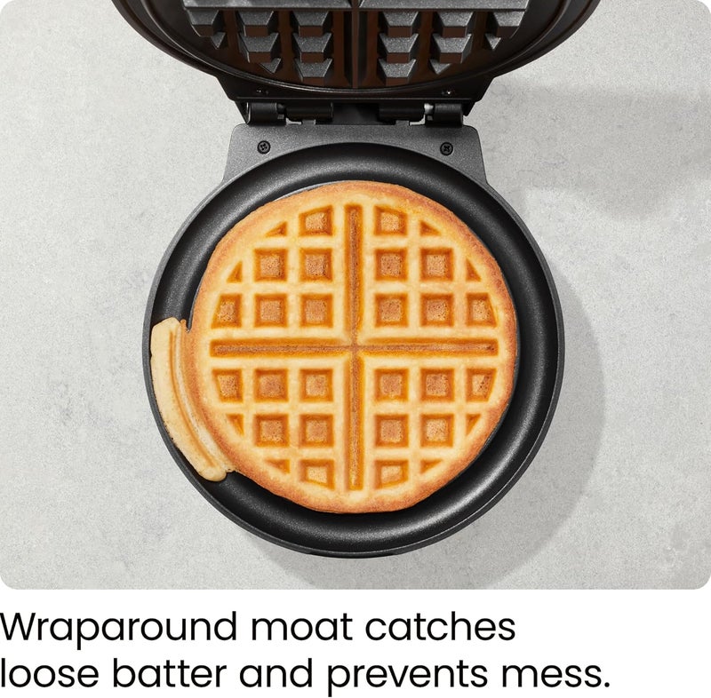 Chefman Anti-Overflow Belgian Waffle Maker w/Shade Selector, Temperature Control, Mess Free Moat, Round Iron w/Nonstick Plates & Cool Touch Handle, Measuring Cup Included, Black - Image 3