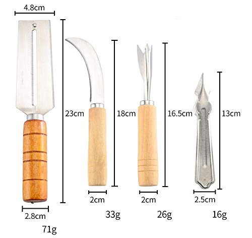 HARI Yoo-Neek- Stainless Steel Sugarcane/Pineapple Peeling Multifunctional Peeler/Knife (Set of 4) Silver - Image 2