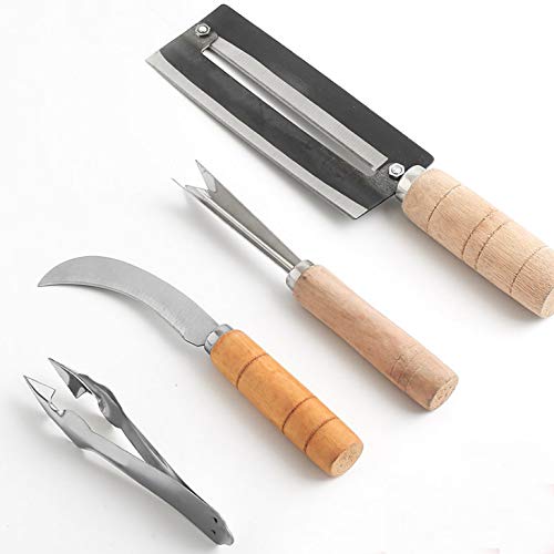 HARI Yoo-Neek- Stainless Steel Sugarcane/Pineapple Peeling Multifunctional Peeler/Knife (Set of 4) Silver - Image 1