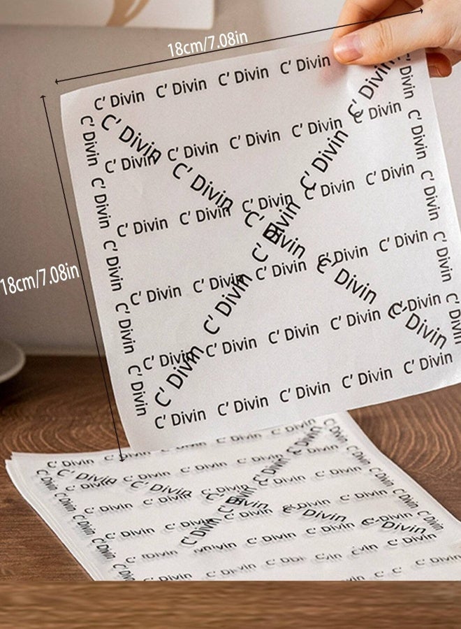 50 packs of English decorative cake paper (18 cm x 18 cm) with English patterns, disposable oil-proof wrapping paper, burger paper, baking cake wrapping paper, bread oil-absorbing paper, frying food baking paper, suitable for kitchen and restaurant use, also a great gift.  - Image 3