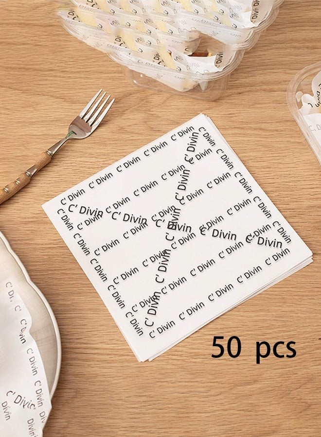 50 packs of English decorative cake paper (18 cm x 18 cm) with English patterns, disposable oil-proof wrapping paper, burger paper, baking cake wrapping paper, bread oil-absorbing paper, frying food baking paper, suitable for kitchen and restaurant use, also a great gift.  - Image 2