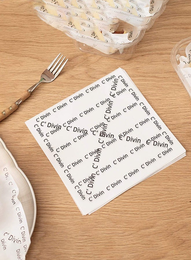 50 packs of English decorative cake paper (18 cm x 18 cm) with English patterns, disposable oil-proof wrapping paper, burger paper, baking cake wrapping paper, bread oil-absorbing paper, frying food baking paper, suitable for kitchen and restaurant use, also a great gift.  - Image 4