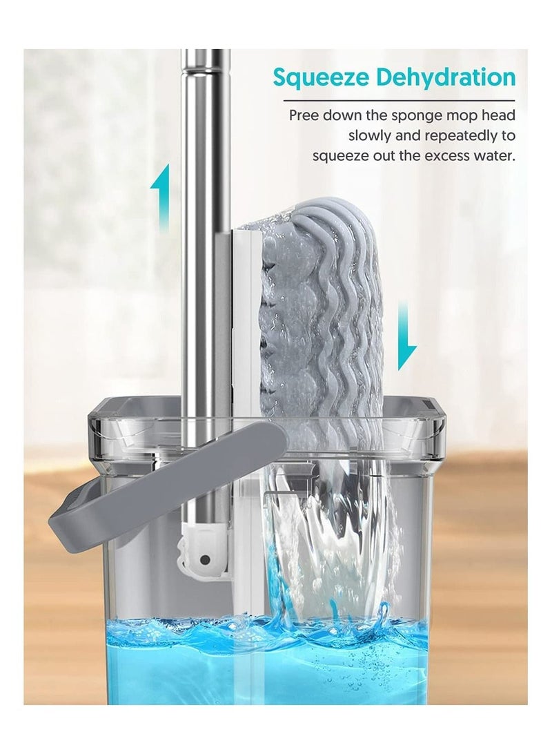 Dreamons Link Sponge mop set household hands-free washing-free water absorption bathroom mop with rubber cotton cleaning pad. - Image 3