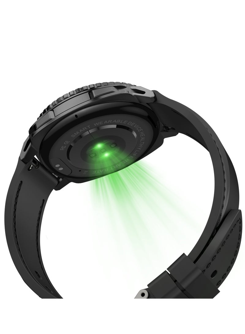 G-Tab ساعة جي تاب جي سي آر 6 الذكية – شاشة عالية الدقة 1.43 بوصة، مكالمات بلوتوث، مقاومة للماء، متتبع للياقة البدنية والصحة مع أوضاع رياضية متعددة، مراقب لمعدل ضربات القلب والنوم للرجال والنساء - Image 3