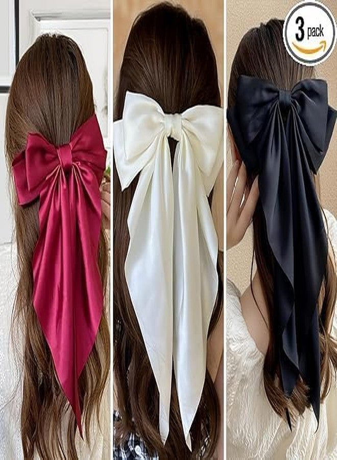 GUDDIESHair Bows For Women, Bow Clips For Women - Barette Hair Clip - Hair Bow Clips for Women and Girls, Cute Hair Accessories For Girls (pack of 3 (RED*WHITE*BLACK) - Image 4