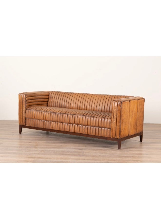 Micasa Elegant and Modern Design 3-Seater Cow Leather Sofa Brown 69 x 80 x 195 cm NC0502 - Image 2