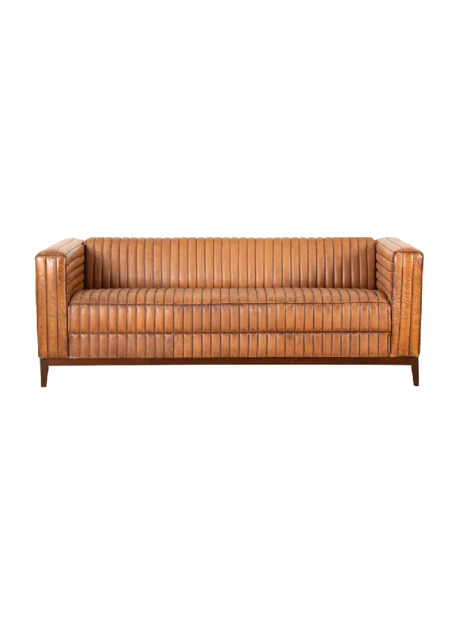 Micasa Elegant and Modern Design 3-Seater Cow Leather Sofa Brown 69 x 80 x 195 cm NC0502