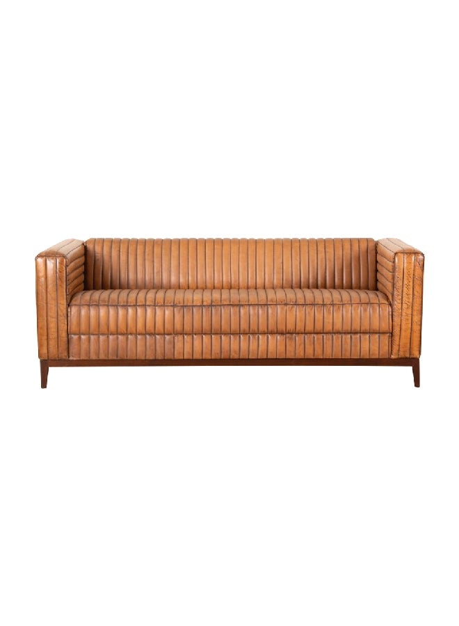 Micasa Elegant and Modern Design 3-Seater Cow Leather Sofa Brown 69 x 80 x 195 cm NC0502 - Image 1