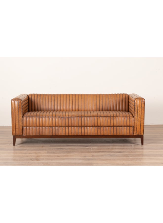 Micasa Elegant and Modern Design 3-Seater Cow Leather Sofa Brown 69 x 80 x 195 cm NC0502 - Image 3